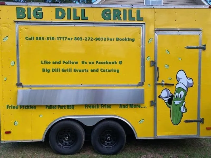 Close-up of the truck's sign, menu boards and serving window